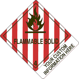 Vinyl Custom 4" x 5" Flammable Solid Class 4 with Description Strip