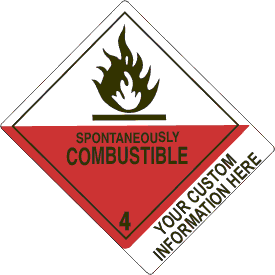 Vinyl Custom 4" x 5" Spontaneously Combustible Class 4 with Description Strip