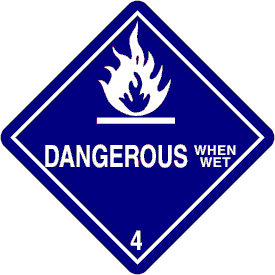 Vinyl Dangerous When Wet Class 4 D.O.T. 4"x4" Label