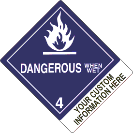 Vinyl Custom 4" x 5" Dangerous When Wet Class 4 with Description Strip