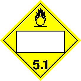 Blank Window Vinyl Oxidizer 5.1 Class 5 Placard