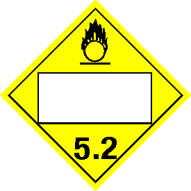 Blank Window Vinyl Organic Peroxide 5.2 Class 5 Placard